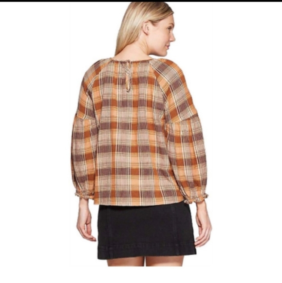 Orange Plaid Blouse - Picture 2 of 6